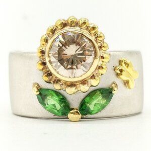 Jewelry Ring Diamond is 1.125 ct with Garnet 0.57ct Platinum X K18 1312269